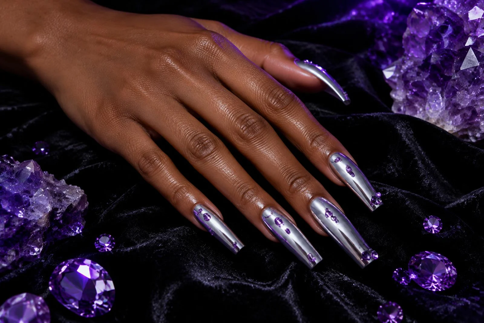 Inspiration silver chrome coffin nails